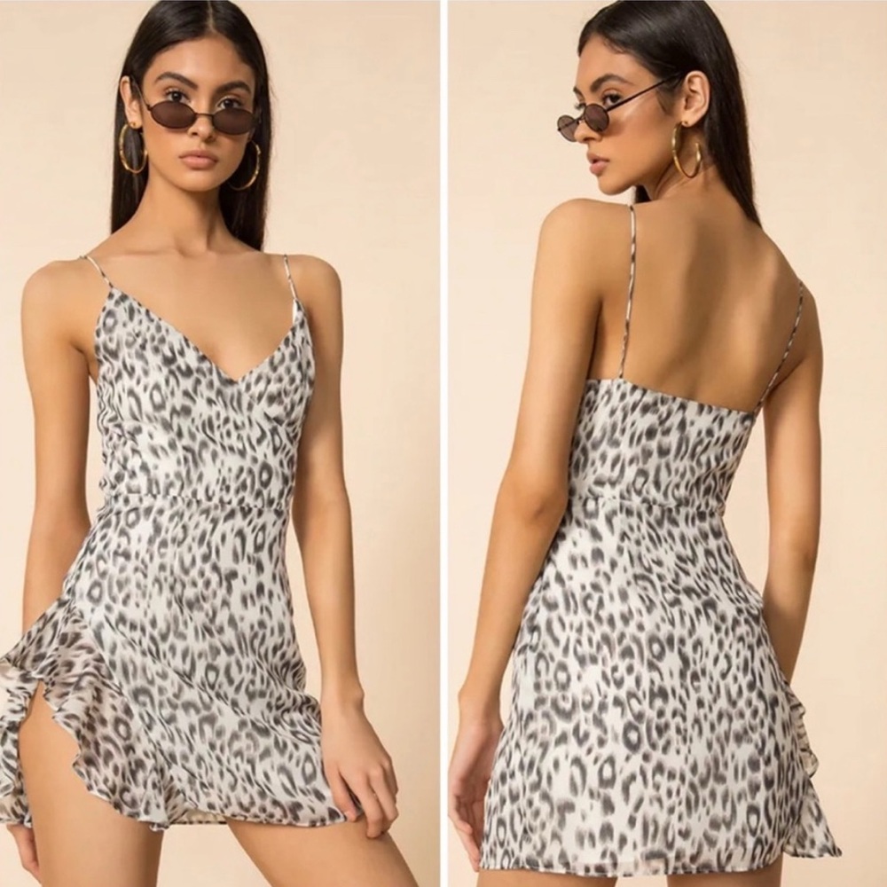 SUPERDOWN x REVOLVE Kina White Leopard Print Mini Dress Medium Summer